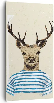 Produktbild von Bild auf Leinwand - Leinwandbild - Einteilig - Hipster Anthropomorphismus Hirsch - 65x120cm Wand Bild Wanddeko Wandbilder Leinwanddruck Bilder Wanddekoration Leinwand bilder PA65x120-4227