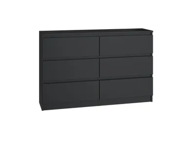 Produktbild von VBChome Kommode mit 6 Schubladen 120 x 30 x 75 cm Schwarz Grifflose Schubladenkommode Mehrzweckschrank für Flur Schlafzimmer Wohnzimmer Kinderzimmer Modern
