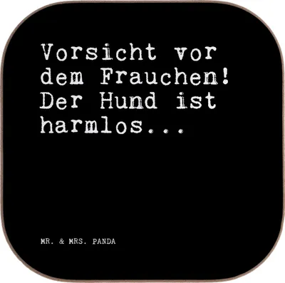 Produktbild von Mr. & Mrs. Panda Untersetzer Glas Vorsicht vor dem Frauchen!... - Schwarz - Geschenk, Sprüche, bieruntersetzer, Hundebesitzer, Hund, Tassenuntersetzer, Holzuntersetzer