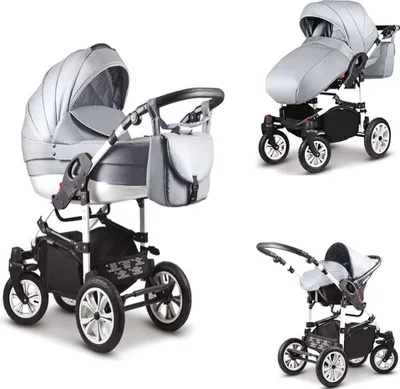 Produktbild von Kinderwagen-Set Craft 4 in 1 in Hellgrau-Weiß - 16 Teile - in 18 Farben erhältlich