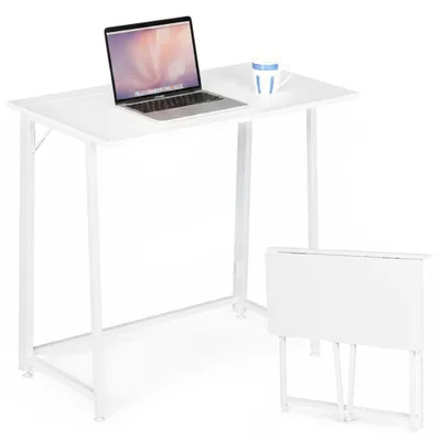 Obrázok produktu pre Skladací stôl na notebook 80x45 cm, biely MDF, úsporný priestor