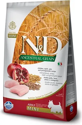 Obrázek produktu pro N&D Ancestral Grain Dog Adult Mini Chicken & Pomegranate 7 kg