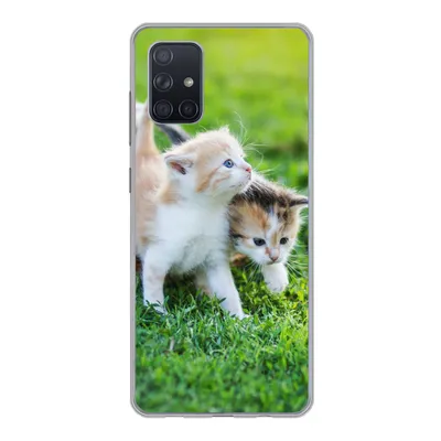 Produktbild von MuchoWow® Handyhülle Schutzhülle Hülle für Samsung Galaxy A51 5G Kätzchen - Katze - Korb - Mädchen - Kinder - Jungen - Kinder Silikon Softcase Handy Hülle - Abbildung