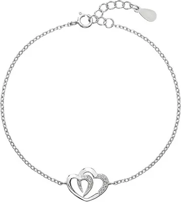 Image de Bracelet romantique en argent Deux cœurs avec zircon cubique 13011.1