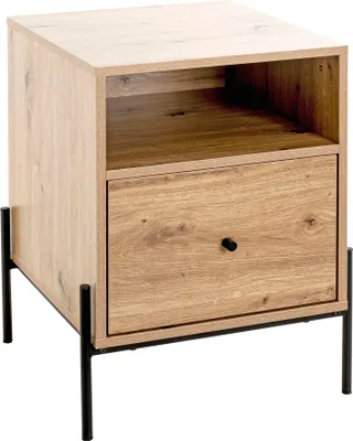 Produktbild von HAKU Konsole Nachtkonsole Beistelltisch Eiche hell, schwarz - MDF, Metall, B/H/T: 45x60x47 cm