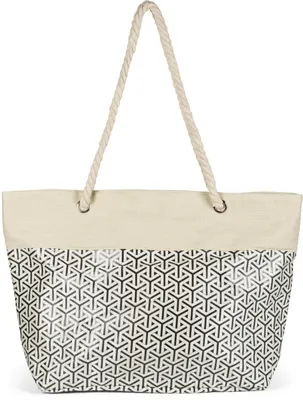 Produktbild von styleBREAKER XXL Strandtasche mit Metallic Infinity Würfel Print | Damen Shopper mit Reißverschluss und Kordelhenkel | Große Badetasche 57 x 36 x 18 cm