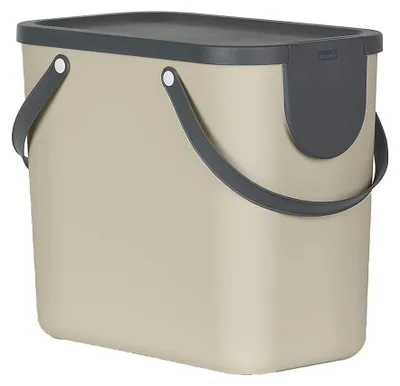 Produktbild von Rotho Mülltrennsystem 25L Albula - Mülleimer 40,0 x 23,5 x 34,0 cm - Abfalleimer Kunststoff mit Griffen - Müllbehälter mit Deckel und Aufklebern