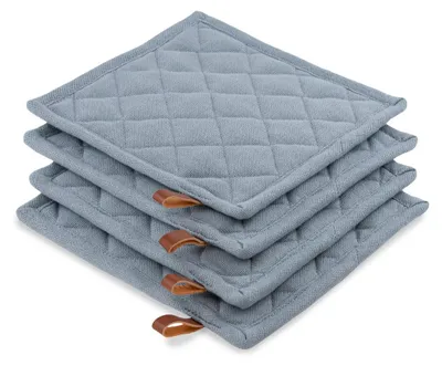 Produktbild von CH&F Topflappen 4er Set 20x20 cm – Waffelstruktur Richmond – Taubengrau
