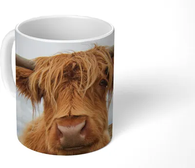 Produktbild von MuchoWow® Tasse Kaffeetasse Kaffeebecher 350 ml Schottisches Hochlandrind - Kuh - Landschaft Teetasse - Fototasse - Becher - Keramikbecher - Teebecher - Kaffeetasse - Bürotasse