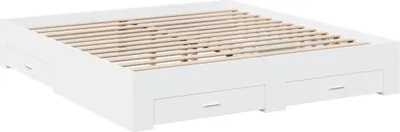 Produktbild von Bettgestell mit Schubladen Weiß 180x200 cm Holzwerkstoff