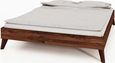 Produktbild von Bett Gerg 3 aus Wildeiche massiv choco 90x200 cm ohne Kopfteil mit Holzbeinen