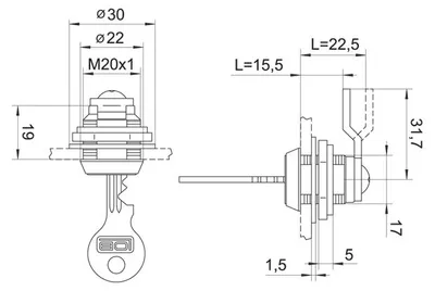 Produktbild von LOB ZKP-22 Zylinder-Kassettenverschluss Chrom im Blisterpack
