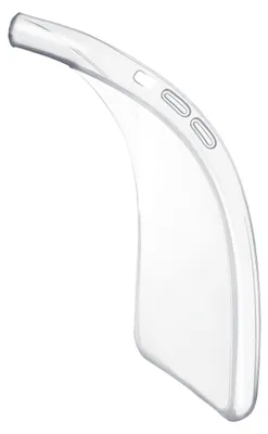 A clear phone case is shown against a white background.