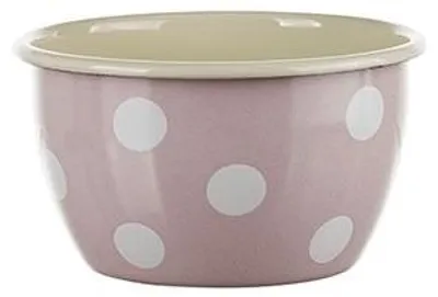 Produktbild von Retro Emaille Schüssel in Rosa mit Weißen Punkten