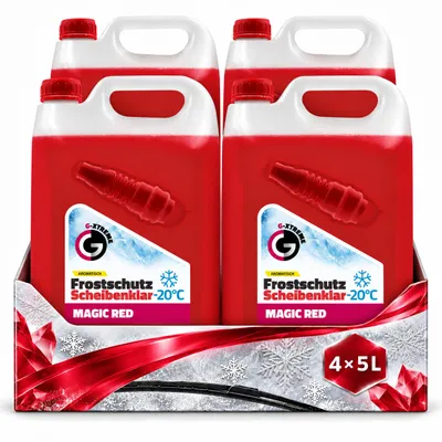 Produktbild von 4x5L G XTREME Scheibenfrostschutz Magic Red 20L bis -20°C gebrauchsfertig, KI-generiertes Bild