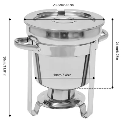Image de Plat chauffant en acier inoxydable - Bain-marie de 7 litres - Acier inoxydable 201 - Avec réservoir pour combustible - Idéal pour les buffets, la restauration et les hôtels - Argenté