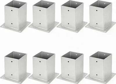 Produktbild von Faziango Aufschraubhülse 120x120 mm Pfostenträger, 8er Set Pfostenschuh für Vierkant- & Holzpfosten, Bodenhülse für Zaun, Carport & Pergola