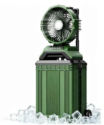 Obrázok produktu pre Zimilo – mobilný ventilátor s vodnou hmlou, kempingový ventilátor s 30-litrovou nádržou na vodu, kapacitou 30 000 mAh a 4 režimami rozprašovania, prietokom 1200 CFM a LED osvetlením pre kempovanie a záhradu