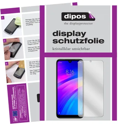Instructions for applying a screen protector to a smartphone, alongside a product shot of the screen protector and a smartphone.