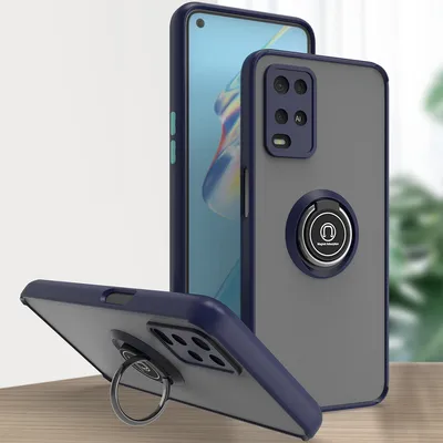 Produktbild von OPPO A54 4G Hülle, Ring Halter Ständer Matte Transluzent TPU Rahmen Stoßfest Schutzhülle für OPPO A54 4G Blau