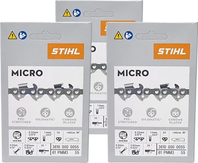 Produktbild von STIHL Picco Micro Mini 3 Sägekette 40 cm 3/8" P 1,1 mm 55 TG 3 Stk. ( 3x 36100000055 )