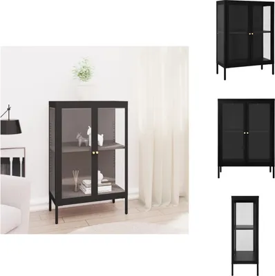 Image de vidaXL Sideboard Noir 75x35x105 cm Acier et verre - Sideboards
