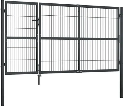 Zdjęcie produktu dla vidaXL Brama ogrodowa ze słupkami stal 350×140 cm antracyt