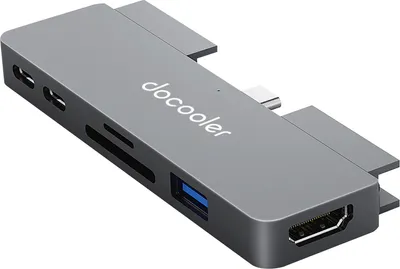 Zdjęcie produktu dla docooler Koncentrator 7 w 1 Type-C z portem USB3.0 audio HD Gniazda kart TF SD Kompatybilny z iPad Pro Type-C telefon tablet laptop