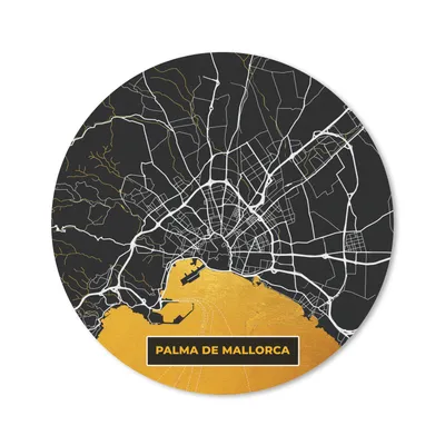 Produktbild von MuchoWow® Mauspad Mousepad Mallorca - Stadtplan - Gold - Karte 20x20 cm - Mousepads - Maus Mat - Pad - Mausunterlage - Schreibtischmatte
