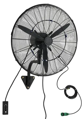 Produktbild von Industrieller Wandventilator - 67 cm Industrie-Wandlüfter - 110 W Motor - Oszillierend - 3-stufige Sprühnebel-Funktion - Verstellbarer Neigungswinkel - Schwarz