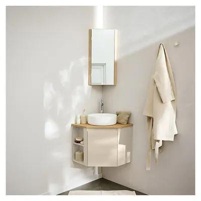Produktbild von Eckwaschtisch SORRENTO platzsparend 52x52x45 cm für rundes Waschbecken bis 37 cm