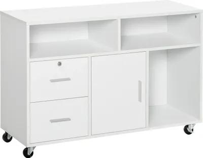 Produktbild von Büroschrank - Aktenschrank - Mit Rollen - Schubladen und Fächer - 100x35x65 cm - Weiß