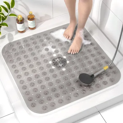 Produktbild von Duschmatte rutschfest 53x53cm mit Saugnäpfen BPA Frei Grau