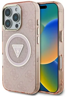 Produktbild von Guess Glitter Etui für iPhone 16 Pro, MagSafe, Rosa