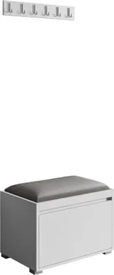 Produktbild von MIRJAN24 Garderoben-Set Grawis 60, Schuhschrank und Kleiderhakenbrett, gepolsterte Sitzpaneel 60x30 (Weiß + Manila 16)