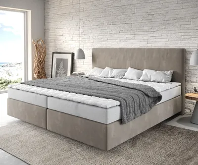 Produktbild von DELIFE Boxspringbett Dream-Well Mikrofaser Beige 200x200 cm Bonell-Matratze PolyurethanTopper