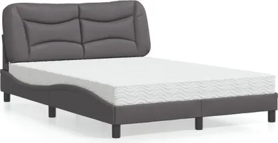 Image de vidaXL Lit avec matelas "Hvar" Gris 140x200 cm Similicuir