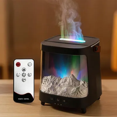 Produktbild von Ätherisches Öl-Diffusor mit Flammenfunktion, Ultraschall-Luftbefeuchter 3 Modi & Farblicht – ideal für Schlafzimmer Büro