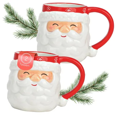 Image de Père Noël Tasses de Noël, set de 2 tasses colorées 10 cm, 400 ml