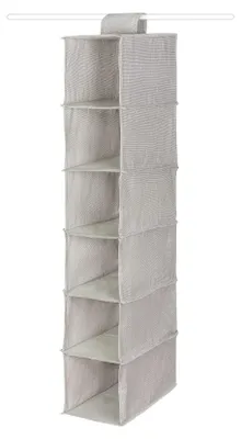 Hängender Organizer, Grau, 30x18x94 cm, 6 Fächer