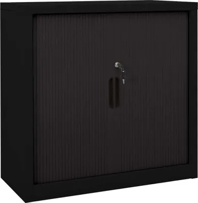 Image de The Living Store Armoire à portes coulissantes noir 90x40x90 cm Acier