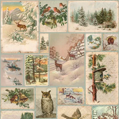 Obrázok produktu pre Papírový ubrousek Christmas Forest Collage
