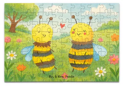 Produktbild von Mr. & Mrs. Panda Puzzle Biene Verliebt Design 96 Teile - Weiß - Geschenk, 1000, Puzzlespiel, 1500, 500, 2000
