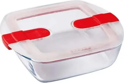 Image de Boîte Rectangulaire Pyrex Cook & Heat, 20 x 17 cm, 1 L, Verre Borosilicate, Couvercle avec Valves Vapeur
