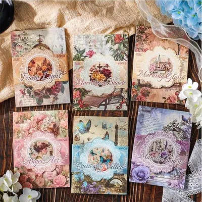 Produktbild von Scrapbook Papier mit Blumenmuster, 300 Blatt, Vintage Design für Bastelarbeiten und Kartenherstellung