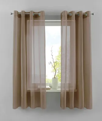 Produktbild von 2er Set Ösengardinen HxB 145x140 cm Taupe Transparent »Basel« Gardine Bleiband Store Vorhang, 20332TR2