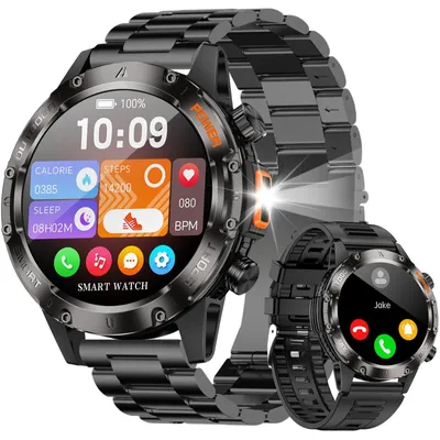 Produktbild von Smartwatch Herren mit Telefonfunktion für Android iOS HD Display Outdoor Sportuhr mit 100 Sportmodi Pulsmesser Schlafmonitor IP68 Wasserdicht Schwarz