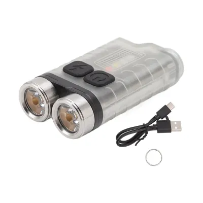 Zdjęcie produktu dla V3 Mini latarka z brelokiem - ładowana przez USB, magnetyczna i wodoodporna - do użytku na zewnątrz, na kempingu, podczas wędrówek, napraw - biała