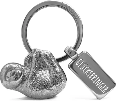Produktbild von LANOLU Faultier Schlüsselanhänger Tiere Metall mit Gravur Glücksbringer Sloth Keychain 3D Figur Faultier Anhänger Faultier Geschenkideen