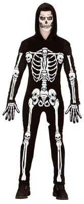 Produktbild von Overall Skelett schwarz weiß Halloween, Groesse:M